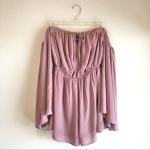 Lulus Mauve Cold Shoulder Romper, S